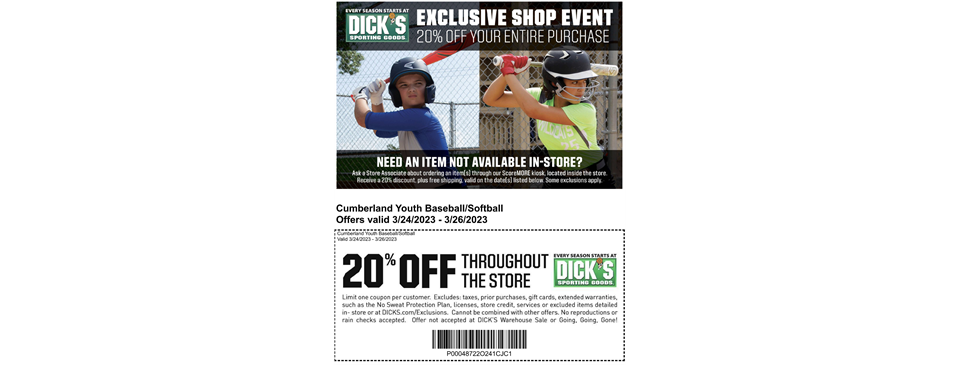 Dick’s Sporting Goods Coupon (Valid 3/24 - 3/26)