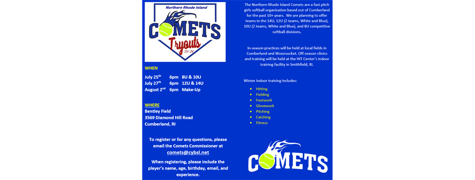 Comets Tryouts 2023-2024 Season