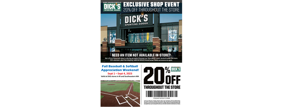 Fall Baseball/Softball Appreciation Weekend at Dick's Sporting Goods - THIS WEEKEND!