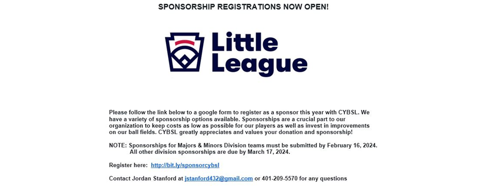 Division Sponsorships Now Available!